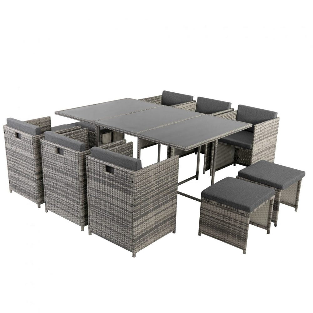 Toorak Deluxe 11 Piece Outdoor Dining Set - Grey